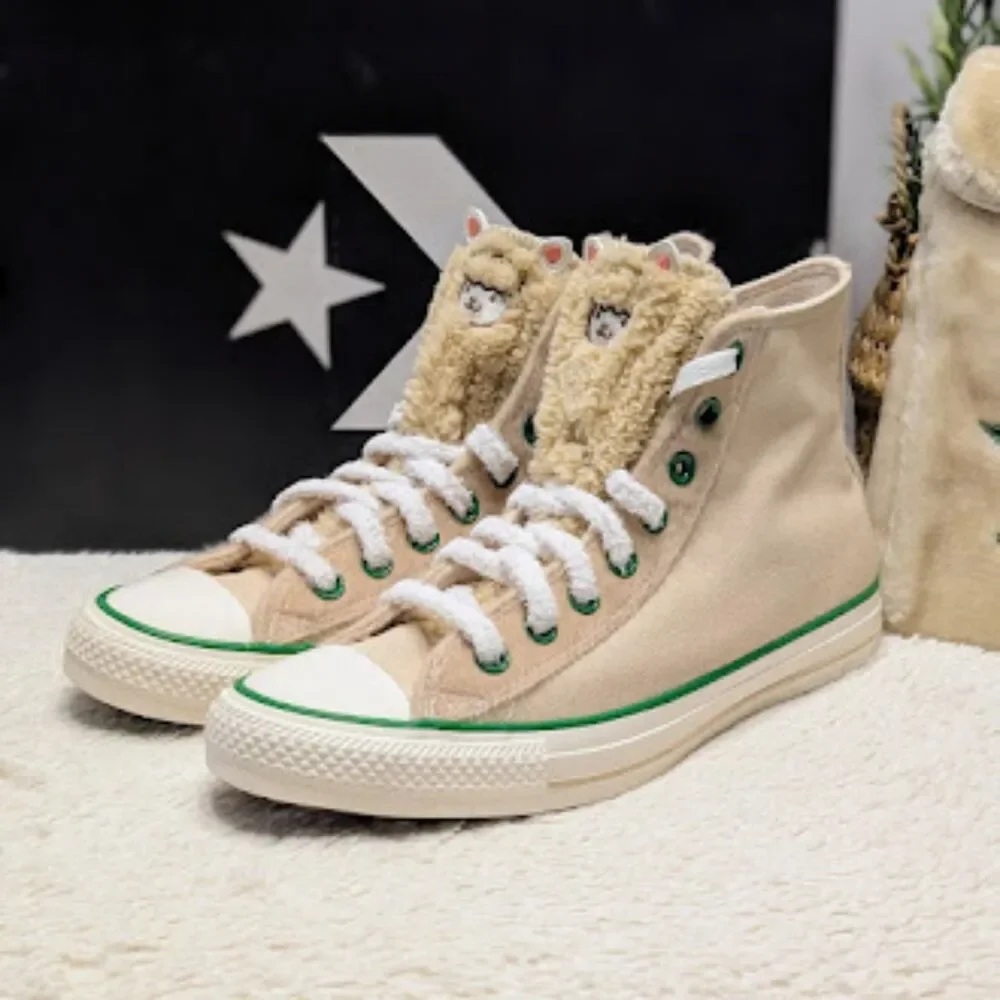 Converse CTAS Miso Glaze Alpaca Faux Fur Hi Top Sneakers + Bag Women's 9.5 NIB
